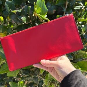Coach Red Leather Zipper Clutch